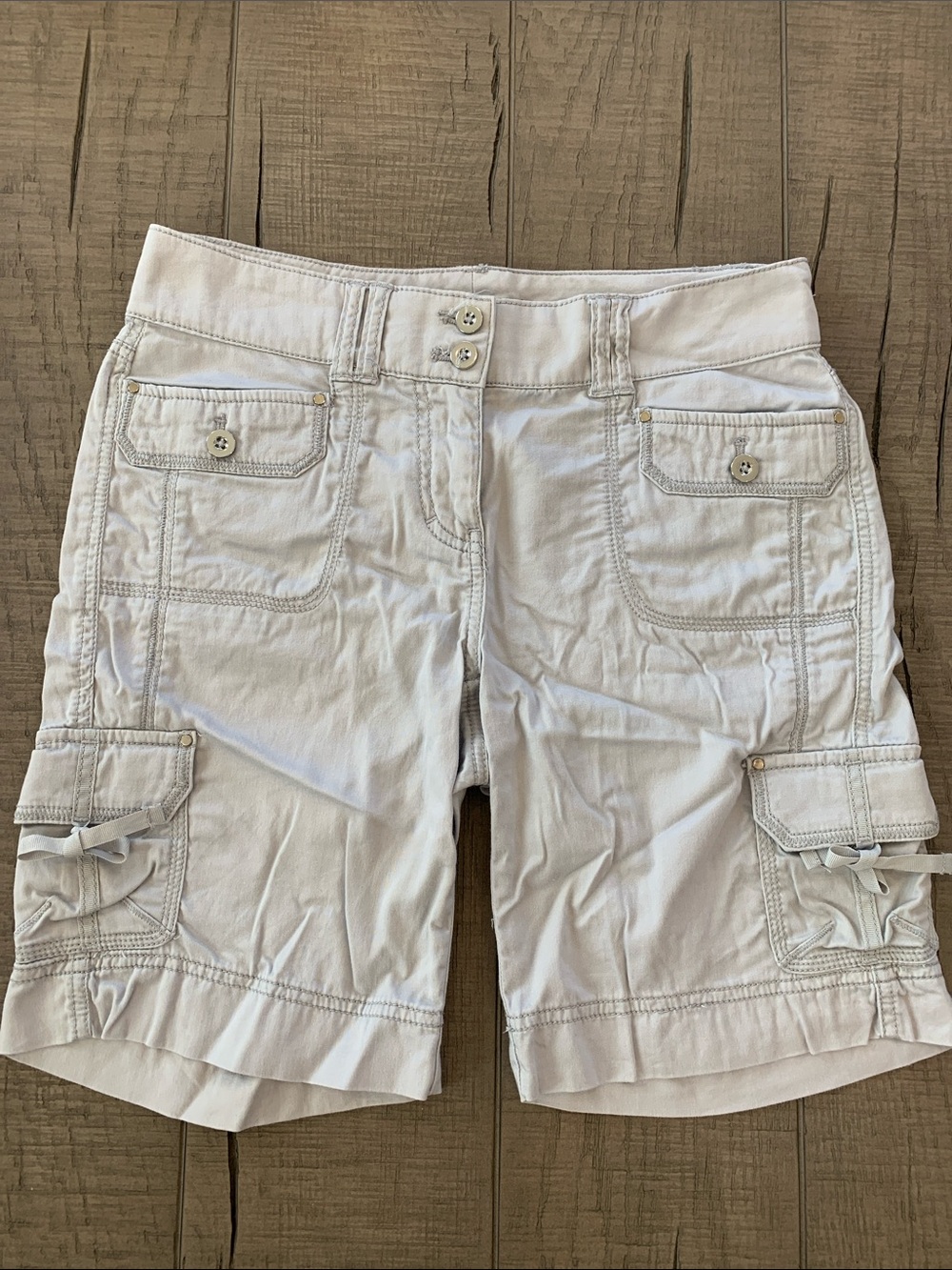 White House Black Market Light Gray Cargo Shorts with Utility Pockets